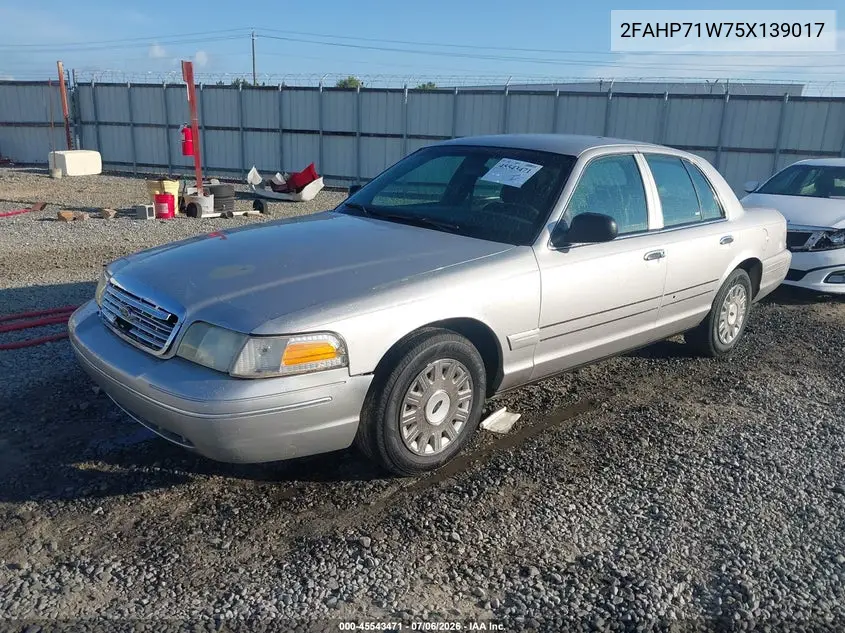 2005 Ford Crown Victoria Police VIN: 2FAHP71W75X139017 Lot: 45543471