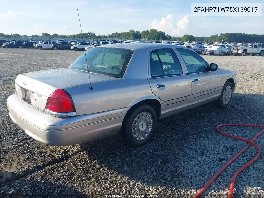 2005 Ford Crown Victoria Police VIN: 2FAHP71W75X139017 Lot: 45543471