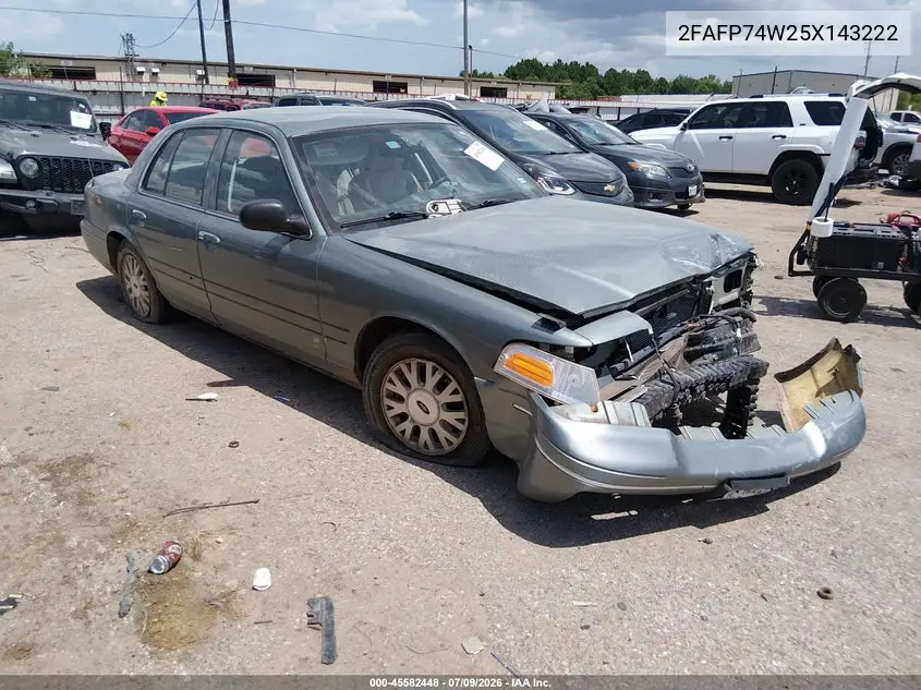 2005 Ford Crown Victoria Lx/Lx Sport VIN: 2FAFP74W25X143222 Lot: 45582448