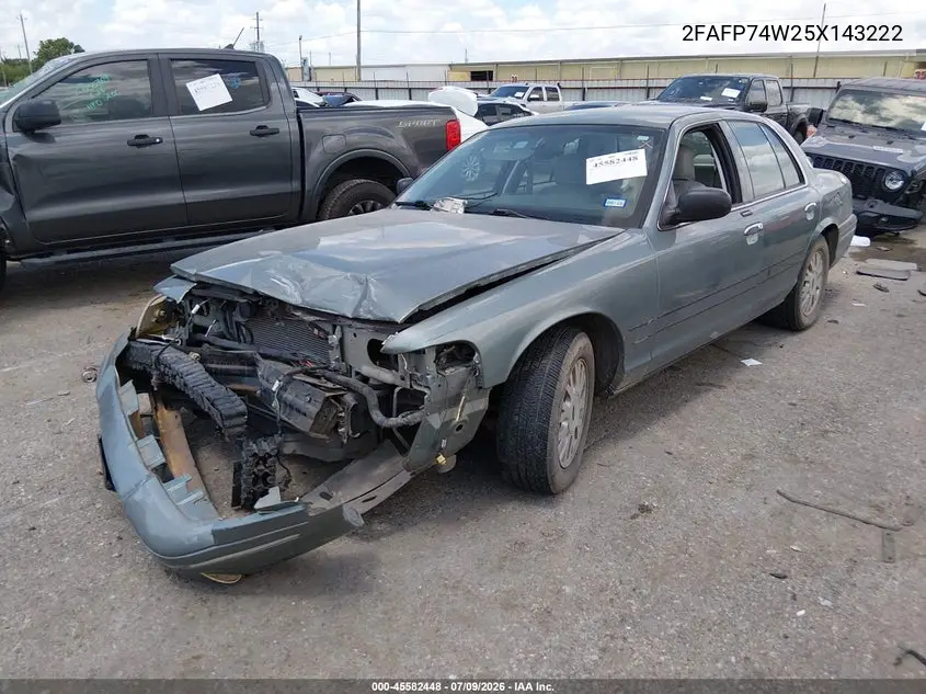 2005 Ford Crown Victoria Lx/Lx Sport VIN: 2FAFP74W25X143222 Lot: 45582448