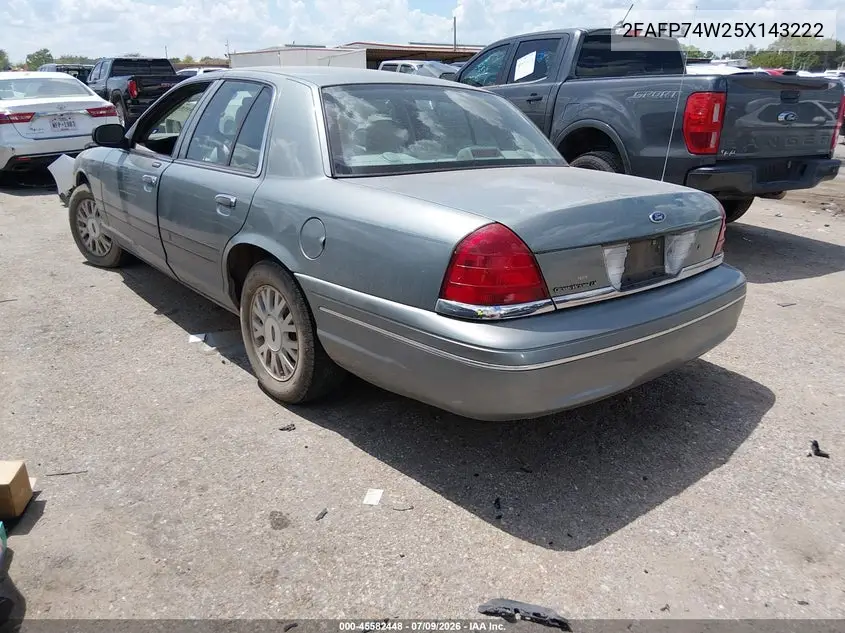 2005 Ford Crown Victoria Lx/Lx Sport VIN: 2FAFP74W25X143222 Lot: 45582448