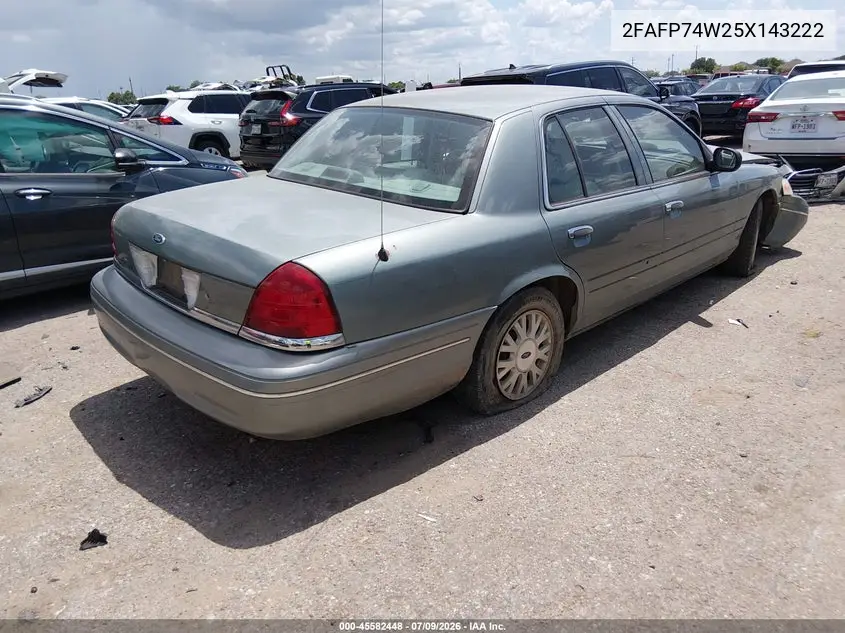 2005 Ford Crown Victoria Lx/Lx Sport VIN: 2FAFP74W25X143222 Lot: 45582448