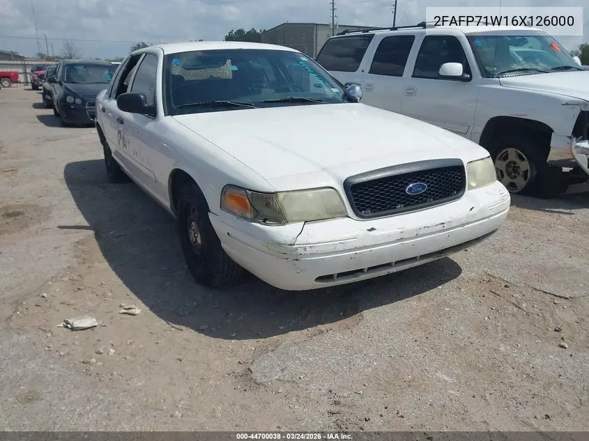 2006 Ford Crown Victoria Police/Police Interceptor VIN: 2FAFP71W16X126000 Lot: 44700038