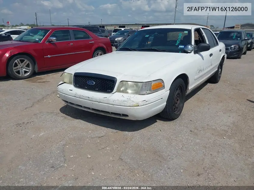 2006 Ford Crown Victoria Police/Police Interceptor VIN: 2FAFP71W16X126000 Lot: 44700038