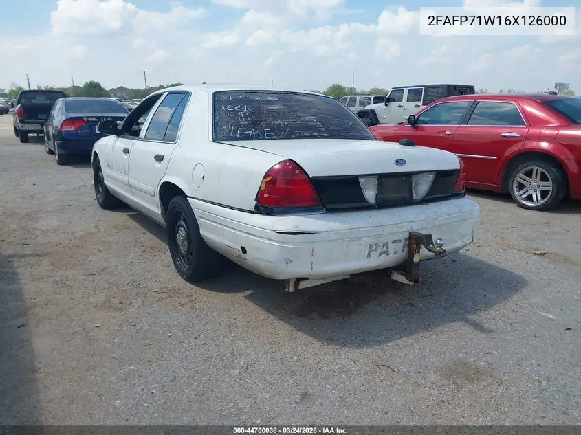 2006 Ford Crown Victoria Police/Police Interceptor VIN: 2FAFP71W16X126000 Lot: 44700038
