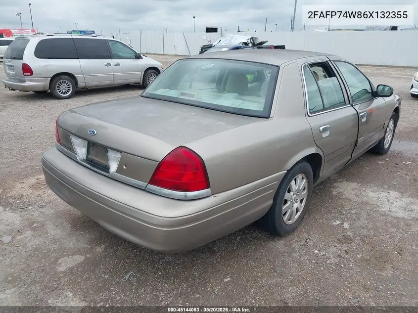 2006 Ford Crown Victoria Lx/Lx Sport VIN: 2FAFP74W86X132355 Lot: 45144083