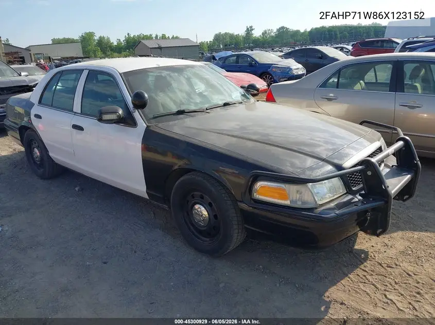 2006 Ford Crown Victoria Police/Police Interceptor VIN: 2FAHP71W86X123152 Lot: 45300929