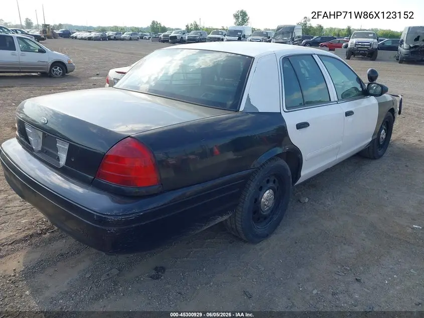 2006 Ford Crown Victoria Police/Police Interceptor VIN: 2FAHP71W86X123152 Lot: 45300929