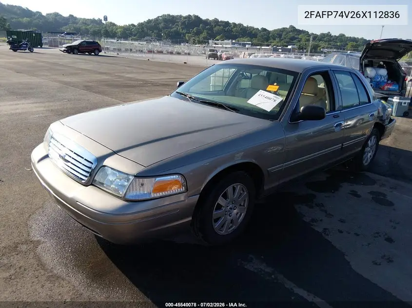 2006 Ford Crown Victoria Lx/Lx Sport VIN: 2FAFP74V26X112836 Lot: 45540078