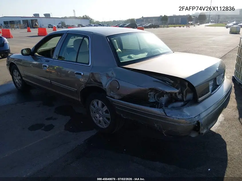 2006 Ford Crown Victoria Lx/Lx Sport VIN: 2FAFP74V26X112836 Lot: 45540078