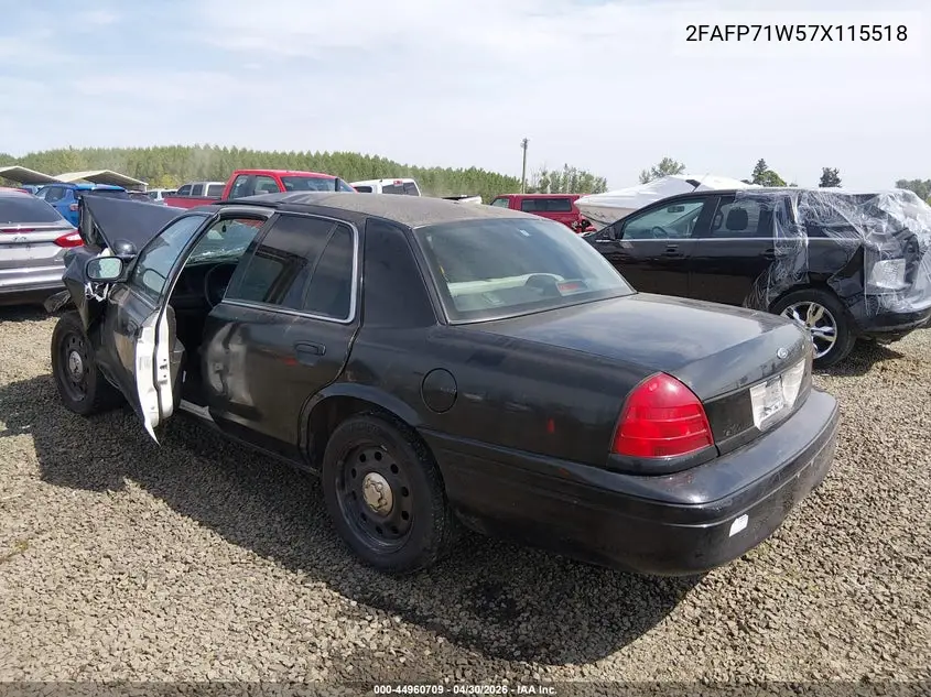 2007 Ford Crown Victoria Police/Police Interceptor VIN: 2FAFP71W57X115518 Lot: 44960709