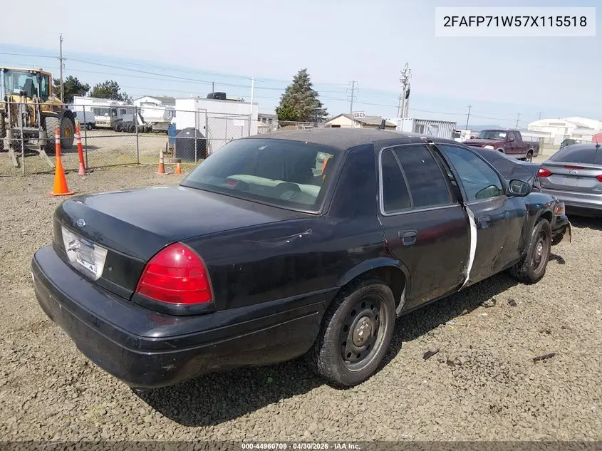 2007 Ford Crown Victoria Police/Police Interceptor VIN: 2FAFP71W57X115518 Lot: 44960709
