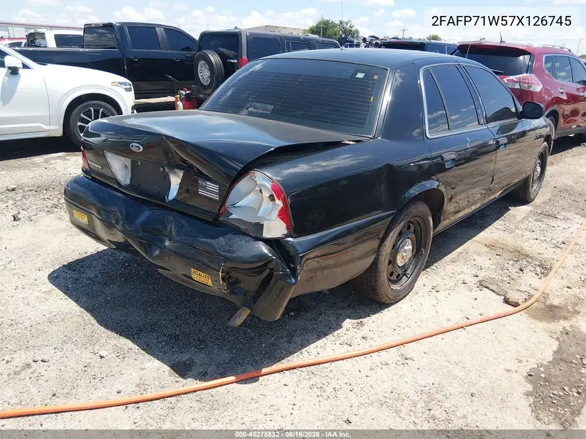 2007 Ford Crown Victoria Police/Police Interceptor VIN: 2FAFP71W57X126745 Lot: 45275832