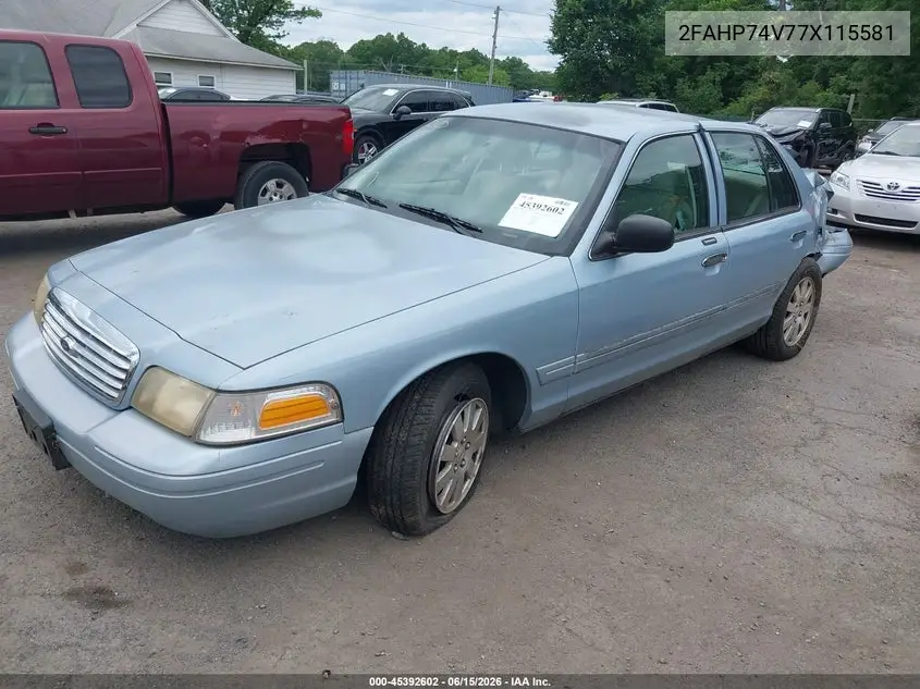 2007 Ford Crown Victoria Lx VIN: 2FAHP74V77X115581 Lot: 45392602