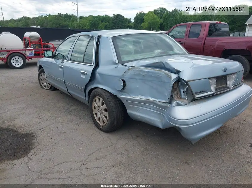 2007 Ford Crown Victoria Lx VIN: 2FAHP74V77X115581 Lot: 45392602