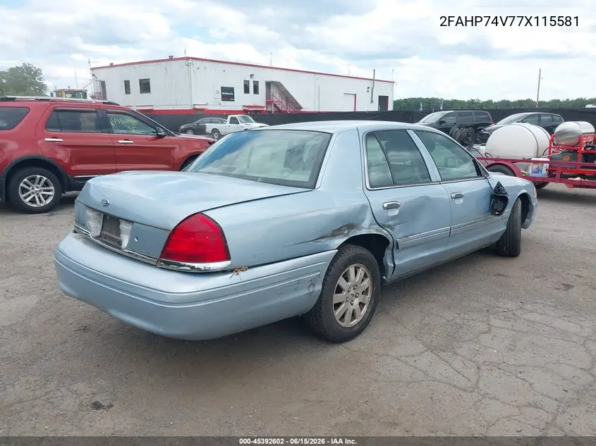 2007 Ford Crown Victoria Lx VIN: 2FAHP74V77X115581 Lot: 45392602