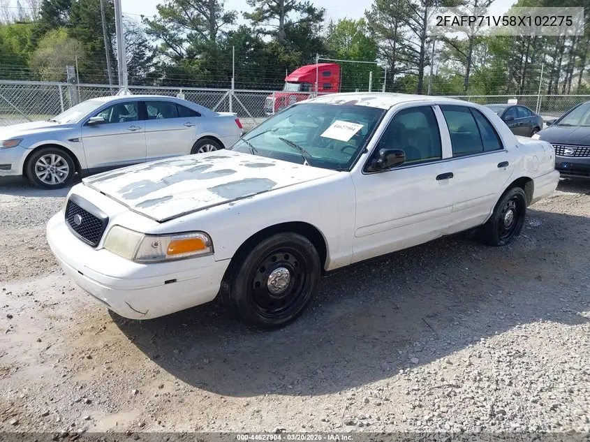 2008 Ford Crown Victoria Police/Police Interceptor VIN: 2FAFP71V58X102275 Lot: 44627904