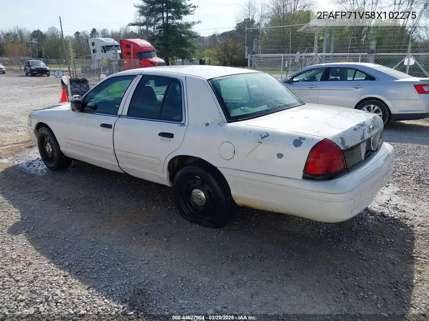 2008 Ford Crown Victoria Police/Police Interceptor VIN: 2FAFP71V58X102275 Lot: 44627904