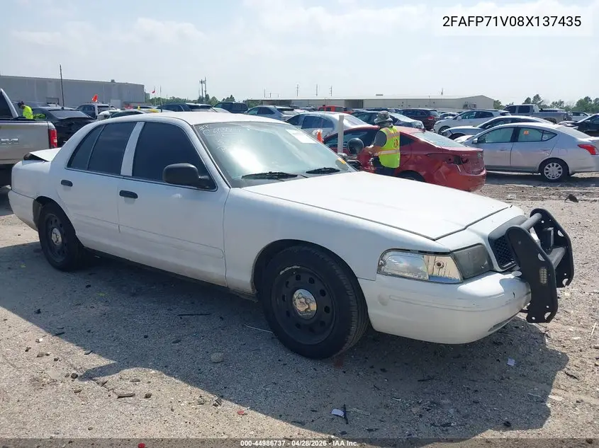 2008 Ford Crown Victoria Police/Police Interceptor VIN: 2FAFP71V08X137435 Lot: 44986737
