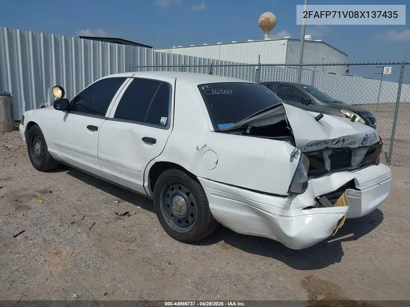 2008 Ford Crown Victoria Police/Police Interceptor VIN: 2FAFP71V08X137435 Lot: 44986737