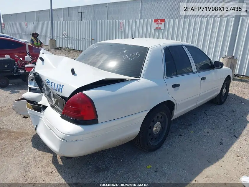 2008 Ford Crown Victoria Police/Police Interceptor VIN: 2FAFP71V08X137435 Lot: 44986737