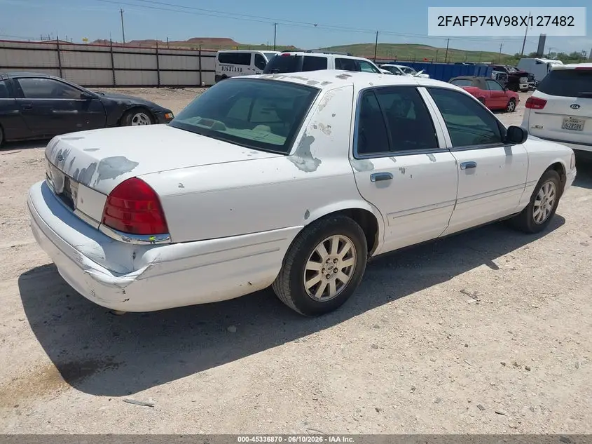 2008 Ford Crown Victoria Lx VIN: 2FAFP74V98X127482 Lot: 45336870