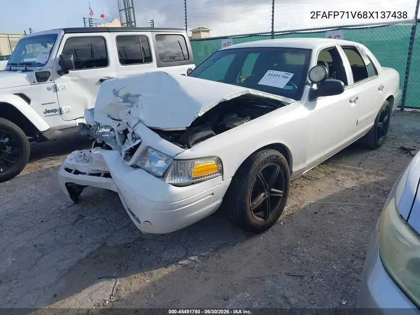 2008 Ford Crown Victoria Police/Police Interceptor VIN: 2FAFP71V68X137438 Lot: 45491780