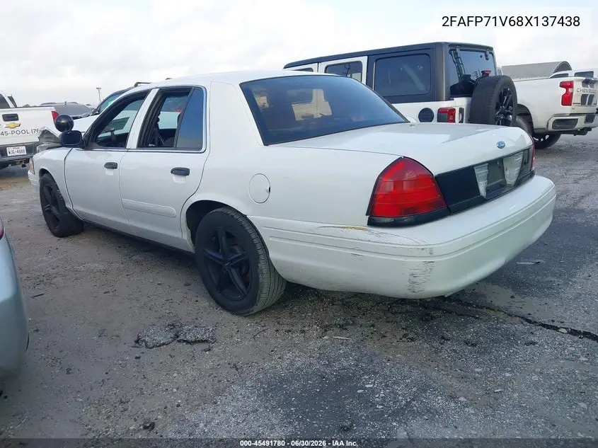 2008 Ford Crown Victoria Police/Police Interceptor VIN: 2FAFP71V68X137438 Lot: 45491780