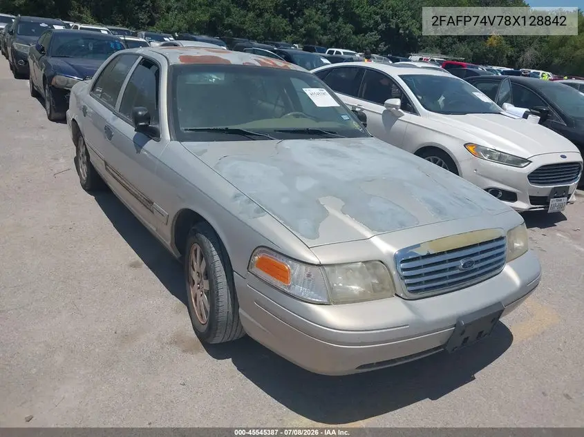 2008 Ford Crown Victoria Lx VIN: 2FAFP74V78X128842 Lot: 45545387