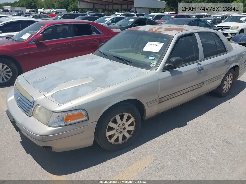 2008 Ford Crown Victoria Lx VIN: 2FAFP74V78X128842 Lot: 45545387