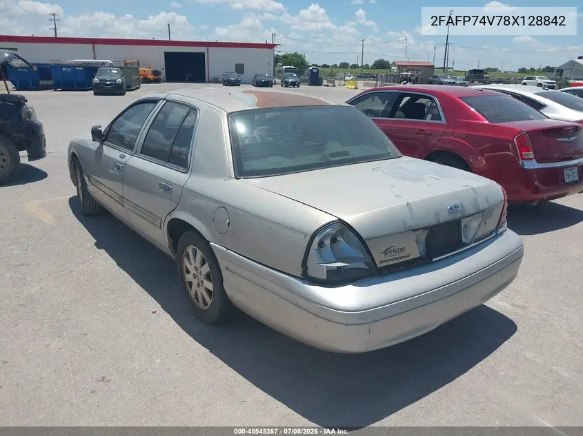 2008 Ford Crown Victoria Lx VIN: 2FAFP74V78X128842 Lot: 45545387