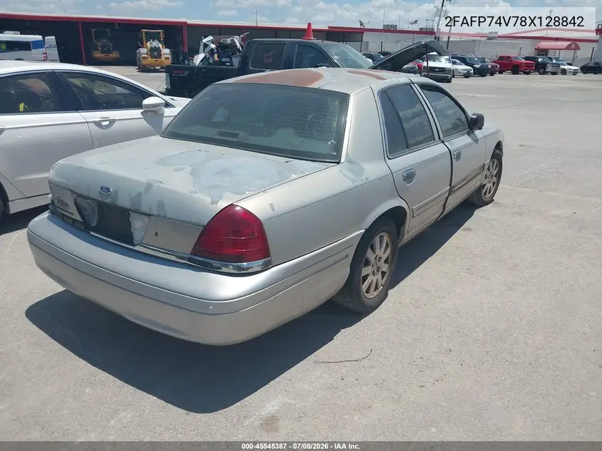 2008 Ford Crown Victoria Lx VIN: 2FAFP74V78X128842 Lot: 45545387