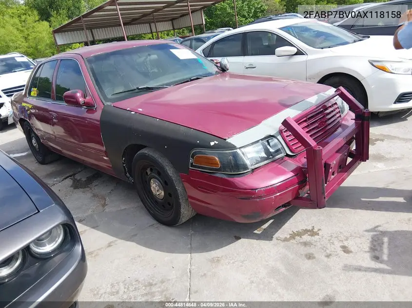 2010 Ford Crown Victoria Police/Police Interceptor VIN: 2FABP7BV0AX118158 Lot: 44814648