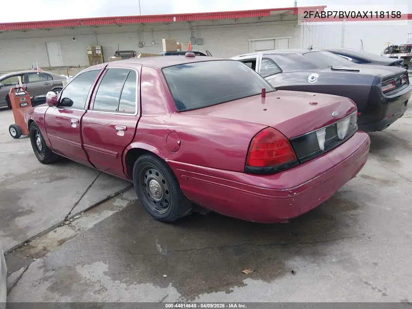 2010 Ford Crown Victoria Police/Police Interceptor VIN: 2FABP7BV0AX118158 Lot: 44814648