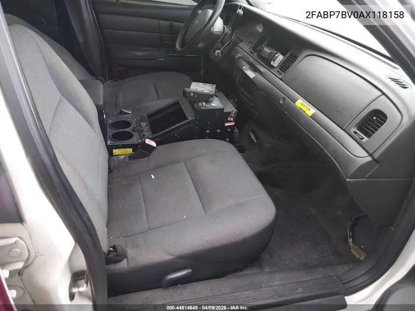 2010 Ford Crown Victoria Police/Police Interceptor VIN: 2FABP7BV0AX118158 Lot: 44814648