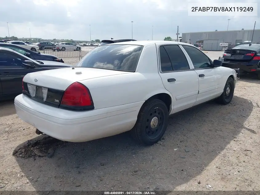 2010 Ford Crown Victoria Police/Police Interceptor VIN: 2FABP7BV8AX119249 Lot: 44865891