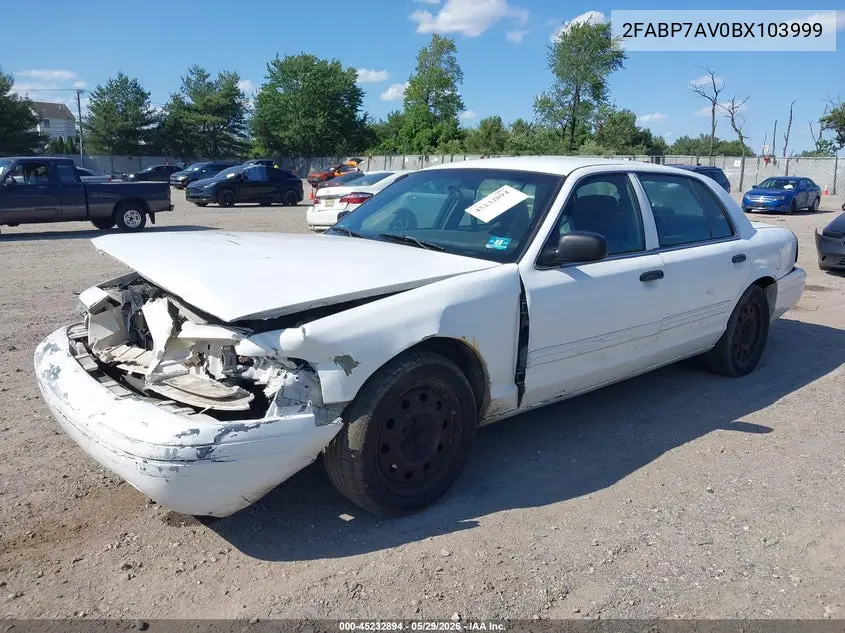 2011 Ford Crown Victoria Commercial Long Wheelbase VIN: 2FABP7AV0BX103999 Lot: 45232894