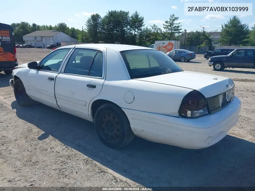 2011 Ford Crown Victoria Commercial Long Wheelbase VIN: 2FABP7AV0BX103999 Lot: 45232894