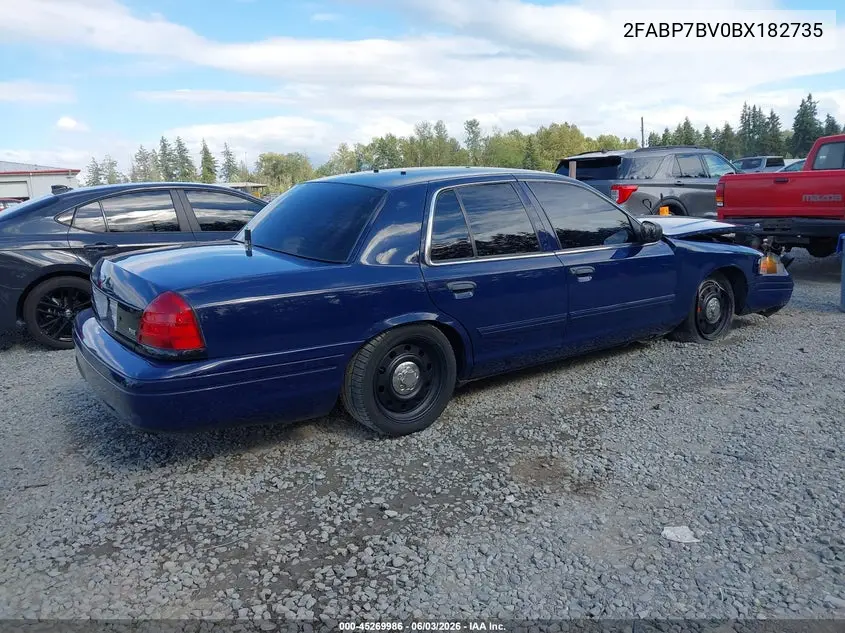 2011 Ford Crown Victoria Police Interceptor VIN: 2FABP7BV0BX182735 Lot: 45269986