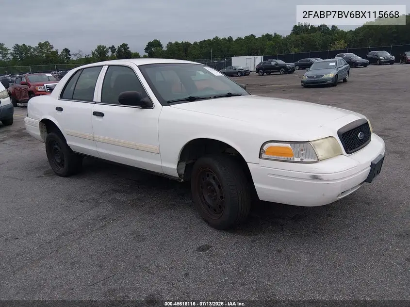2011 Ford Crown Victoria Police Interceptor VIN: 2FABP7BV6BX115668 Lot: 45618116