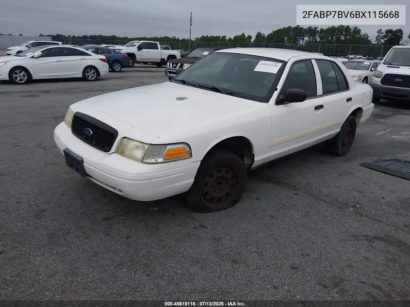 2011 Ford Crown Victoria Police Interceptor VIN: 2FABP7BV6BX115668 Lot: 45618116