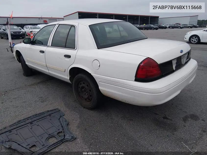 2011 Ford Crown Victoria Police Interceptor VIN: 2FABP7BV6BX115668 Lot: 45618116