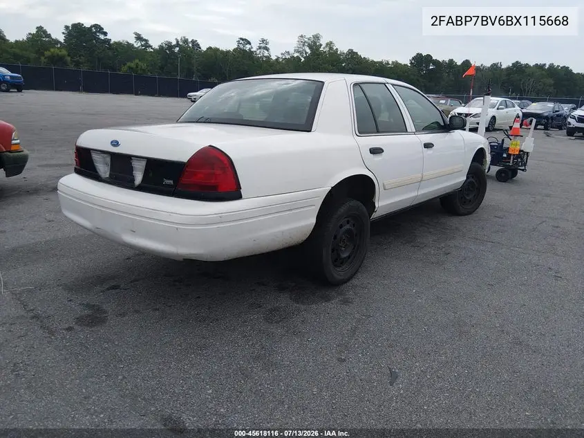 2011 Ford Crown Victoria Police Interceptor VIN: 2FABP7BV6BX115668 Lot: 45618116