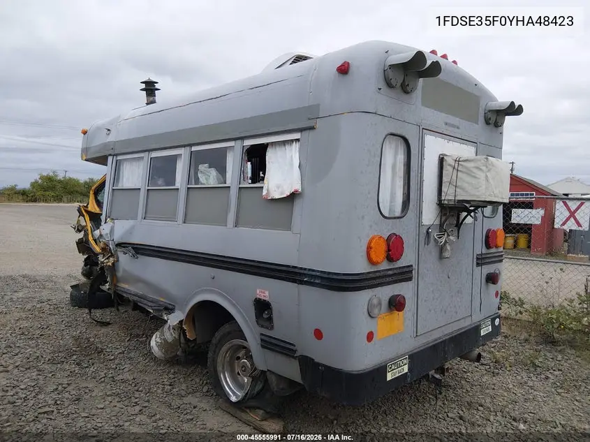 2000 Ford E-350 Cutaway Standard VIN: 1FDSE35F0YHA48423 Lot: 45555991