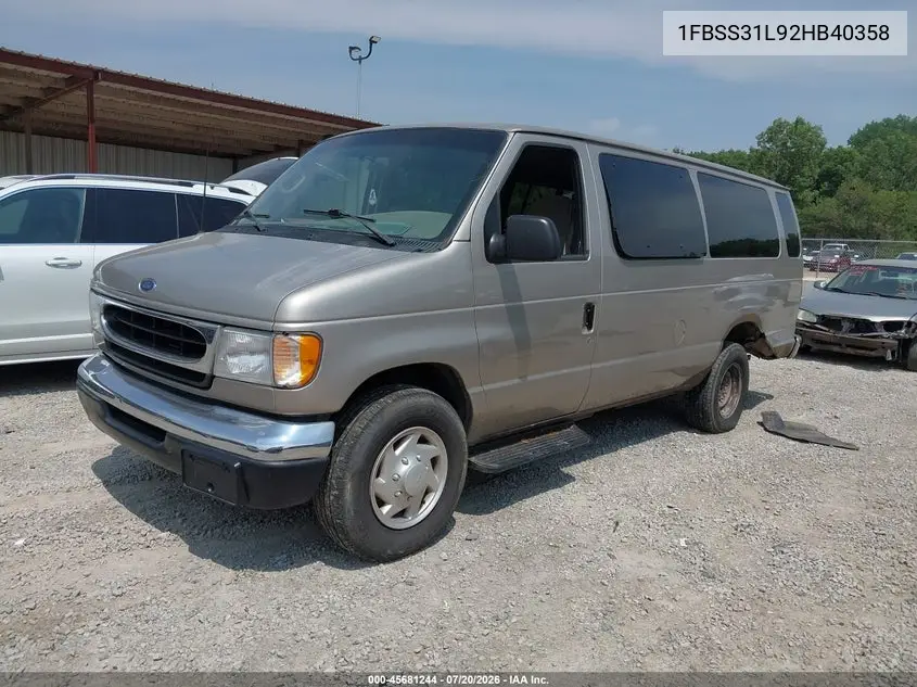 2002 Ford E-350 Super Duty Xl/Xlt VIN: 1FBSS31L92HB40358 Lot: 45681244