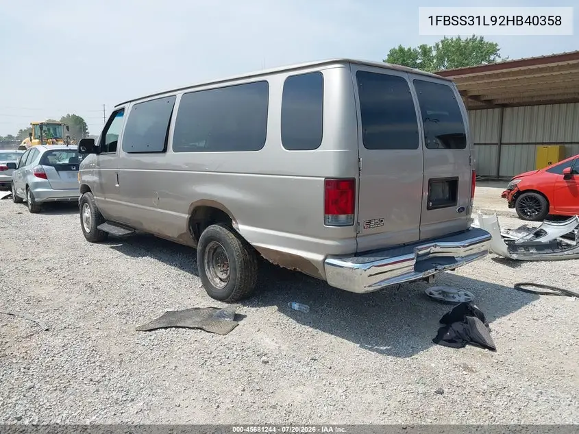 2002 Ford E-350 Super Duty Xl/Xlt VIN: 1FBSS31L92HB40358 Lot: 45681244