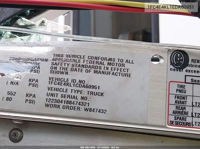 2014 Ford E-450 Stripped VIN: 1FC4E4KL1EDA60951 Lot: 45614558