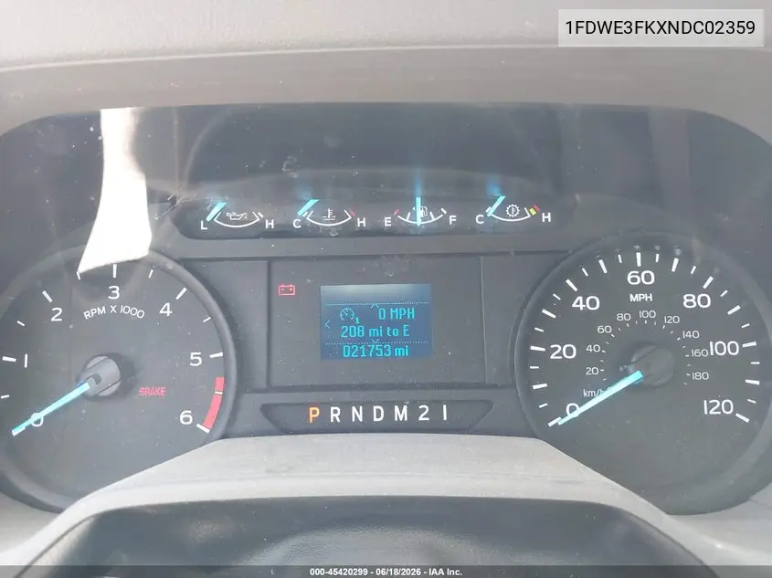 2022 Ford E-Series Cutaway VIN: 1FDWE3FKXNDC02359 Lot: 45420299