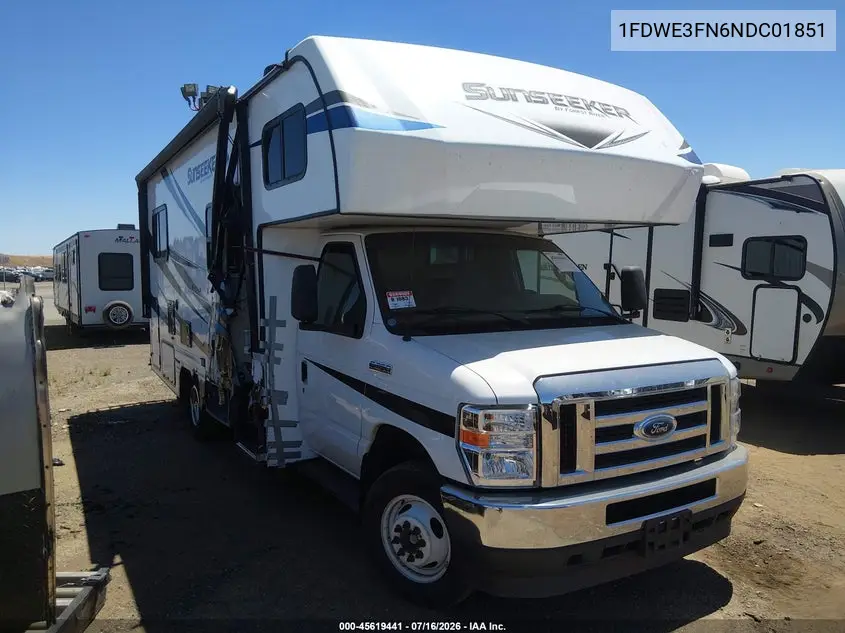 2022 Ford E-350 Cutaway VIN: 1FDWE3FN6NDC01851 Lot: 45619441