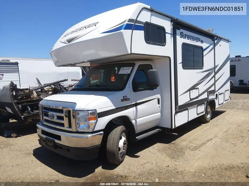 2022 Ford E-350 Cutaway VIN: 1FDWE3FN6NDC01851 Lot: 45619441